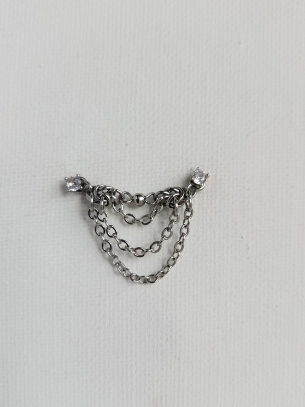 Silver triple piercing chain attachment for cartilage jewelry - Picture 5 of 8